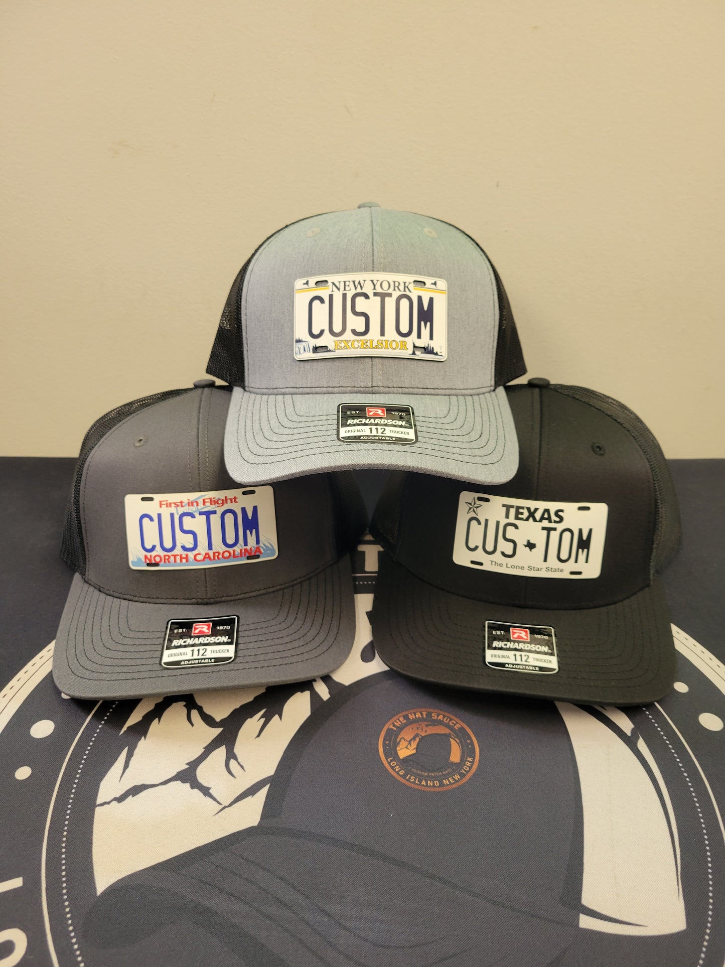 Custom Printed State License Plate Patch Hats