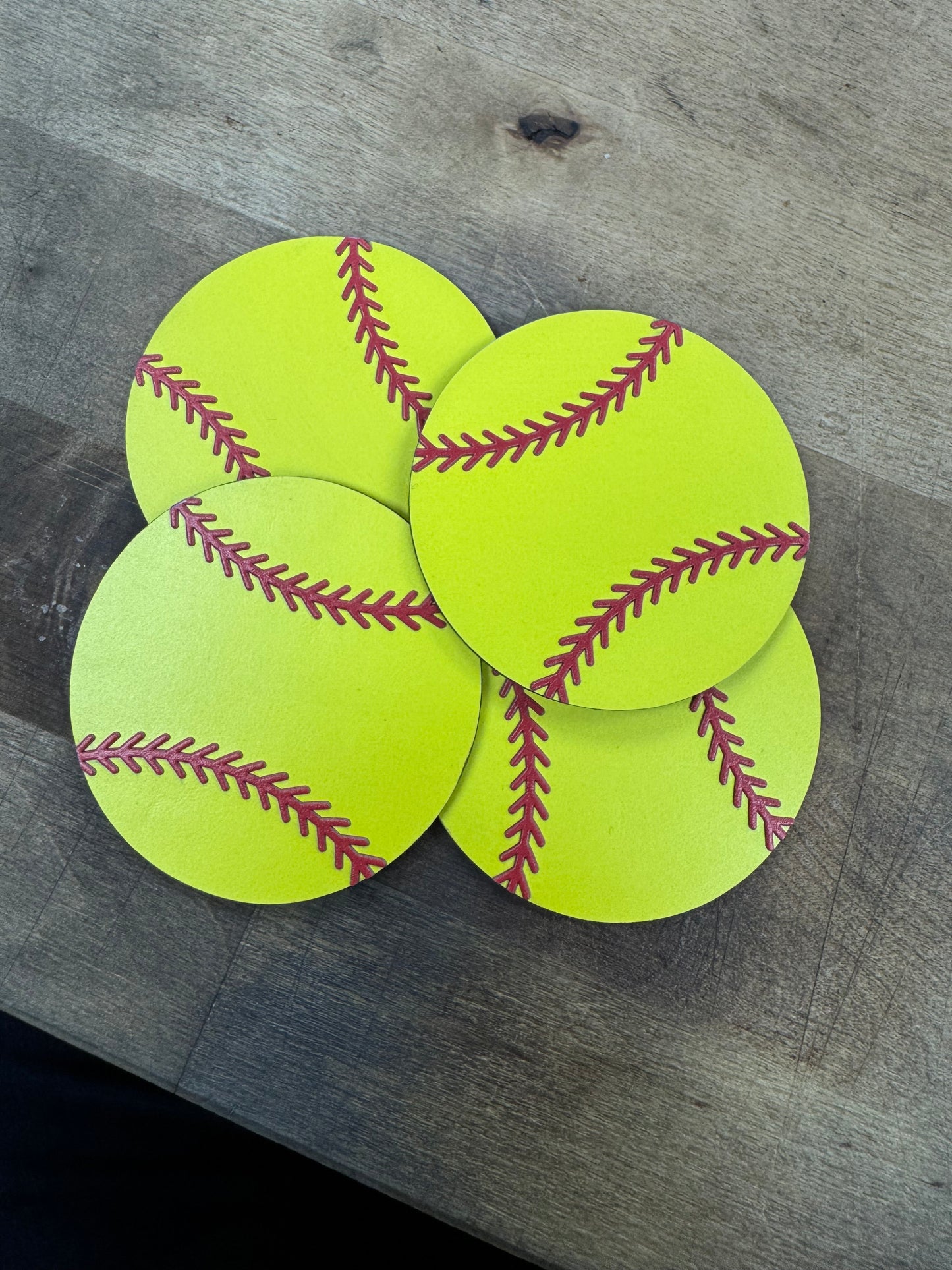 Leatherette softball patch blank for engraving with raised stitching